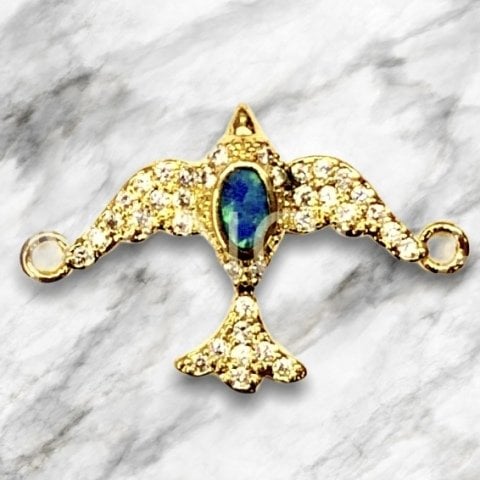 2,2cm. MAVİ ZÜMRÜT DETAYLI KUŞ