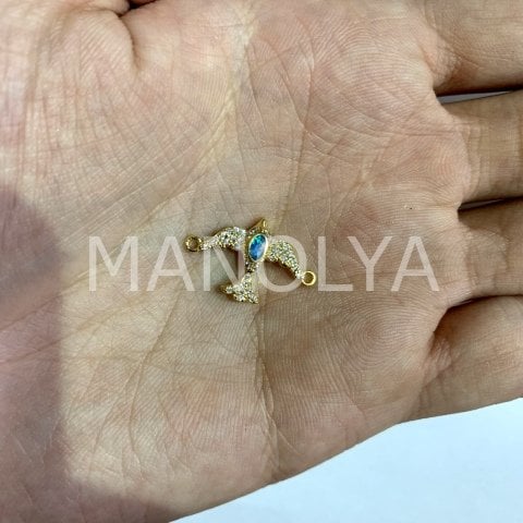 2,2cm. MAVİ ZÜMRÜT DETAYLI KUŞ