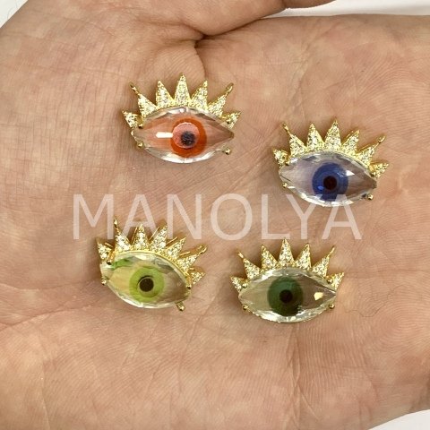 2,1cm. KÜÇÜK KRİSTAL GÖZ KOLYE