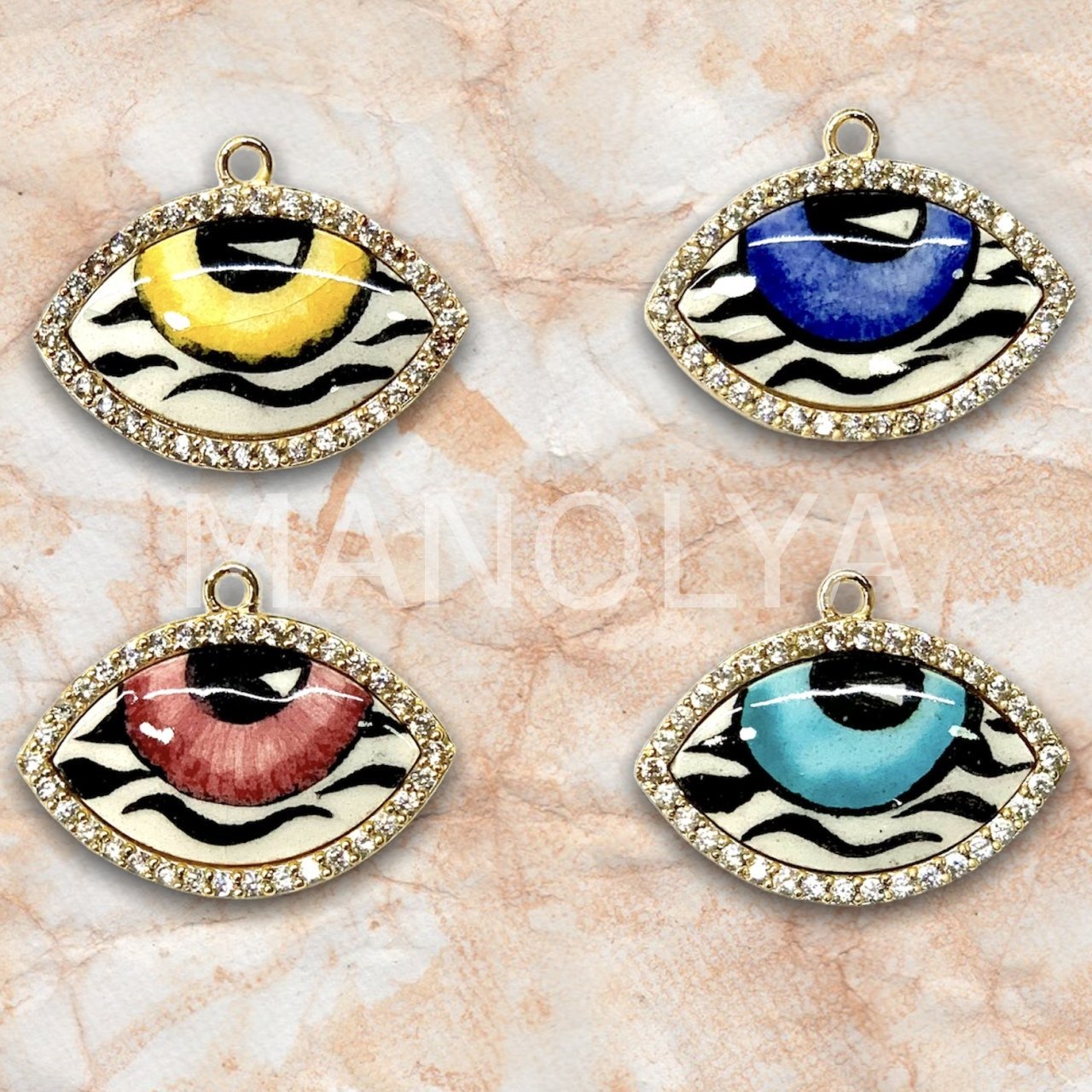 2,5cm. ZEBRA ZİRKON PORSELEN GÖZ KOLYE