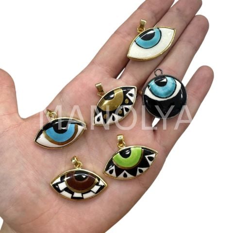 3,2cm. GOLD PORSELEN GÖZ