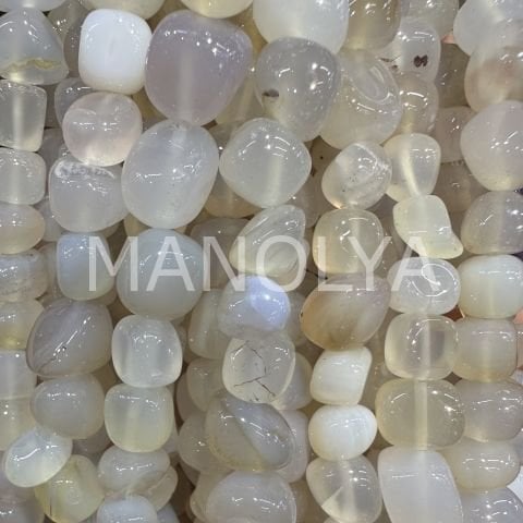 BEYAZ&KREM AMORF KESİM BÜYÜK BOY AKİK DOĞAL TAŞ