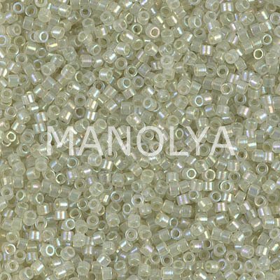 DB1765-MIYUKI DELICA 11/0 SPKL CELERY LINED OPAL