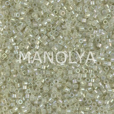 DB1765-MIYUKI DELICA 11/0 SPKL CELERY LINED OPAL