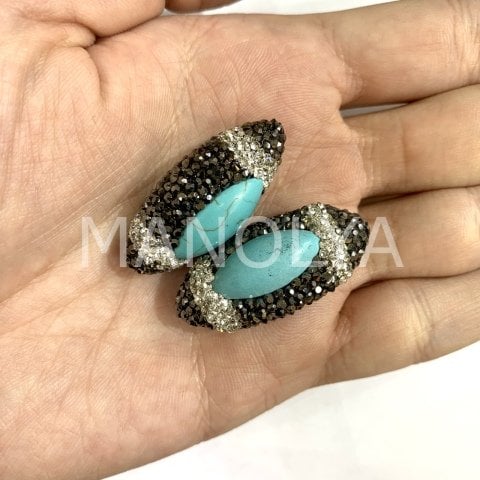 3,7cm. ZİRKON KAPLAMALI TURKUAZ BONCUK