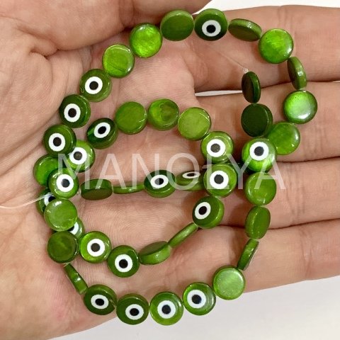8mm. YEŞİL NAZAR SEDEF DİZİ