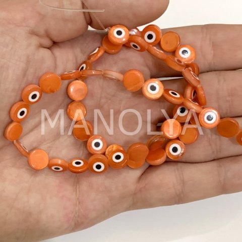8mm. TURUNCU NAZAR SEDEF DİZİ