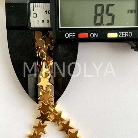 8,5mm. GOLD YILDIZ HEMATİT DİZİ