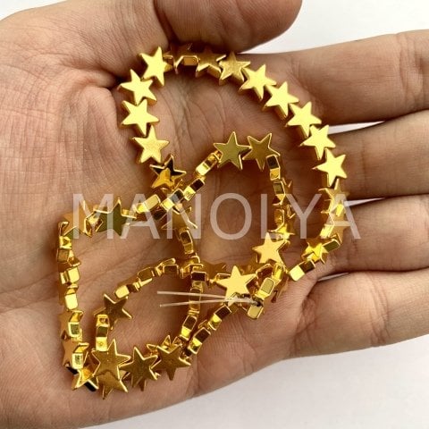 8,5mm. GOLD YILDIZ HEMATİT DİZİ