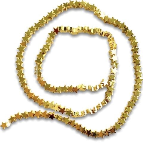 4mm. GOLD YILDIZ HEMATİT DİZİ