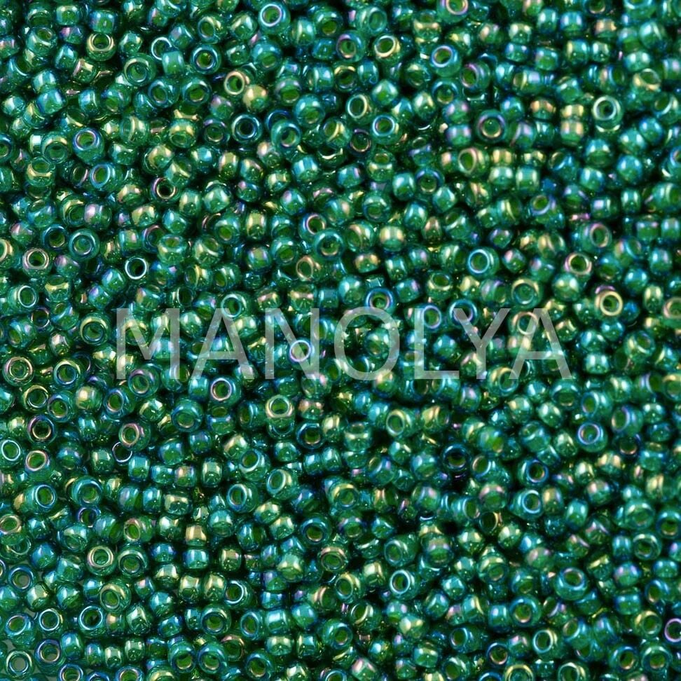 11-9354 MIYUKI SEEDBEADS EMERALD LINED AQUA AB