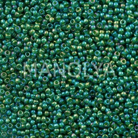 11-9354 MIYUKI SEEDBEADS EMERALD LINED AQUA AB