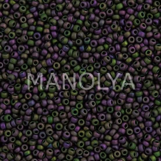11-92062 MIYUKI SEEDBEADS OPAQUE MATTE OLIVE PURPLE IRIS