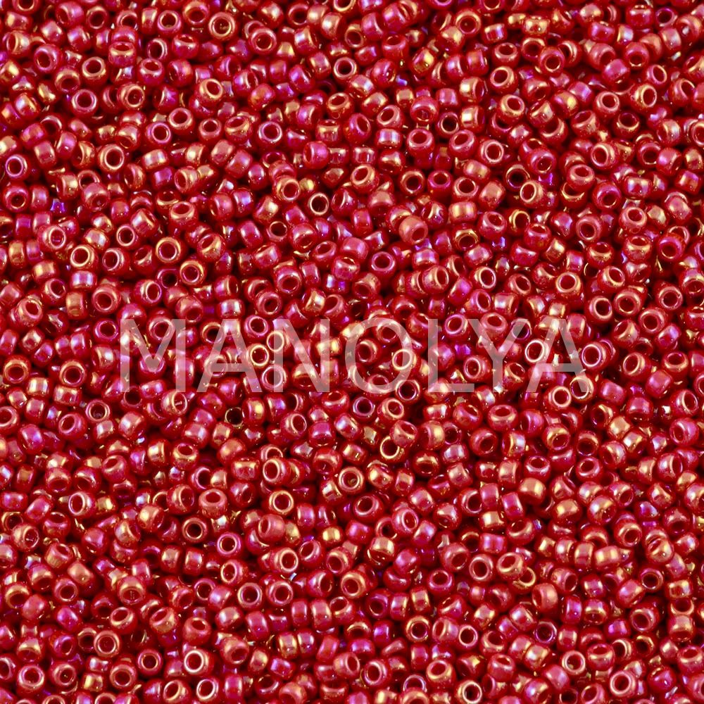 15-9476 MIYUKI SEEDBEADS OPAQUE RED RAINBOW AB