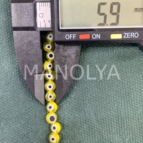 6mm. SARI YASSI NAZAR BONCUK