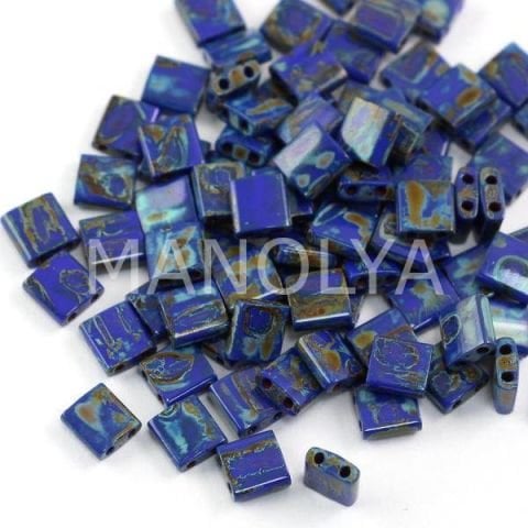 TL4518 Miyuki Tila Opaque Cobalt Picasso (Tam Tila 4518)