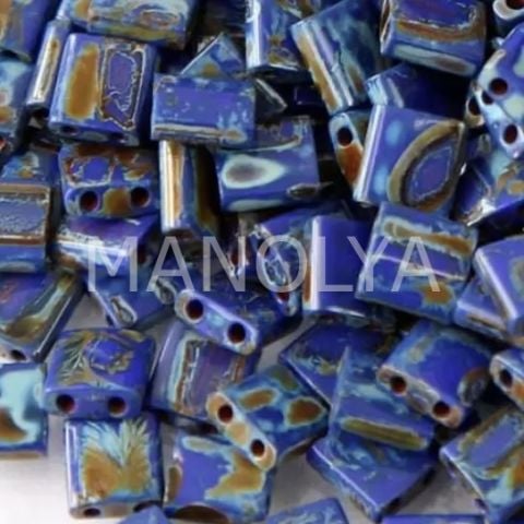 TL4518 Miyuki Tila Opaque Cobalt Picasso (Tam Tila 4518)