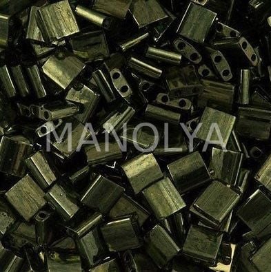 TL306 Miyuki Tila Olive Green Gold Luster (Tam Tila 306)