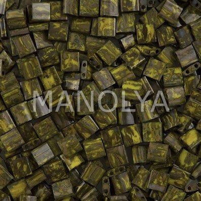 TL4519 Miyuki Tila Opaque Dark Yellow Picasso (Tam Tila 4519)