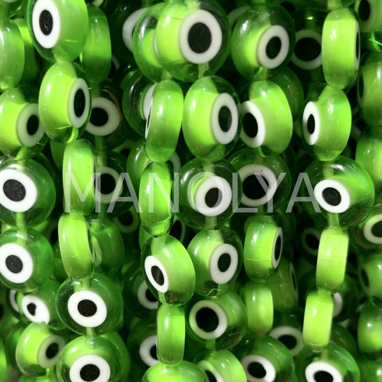 1cm. YEŞİL YASSI NAZAR BONCUK